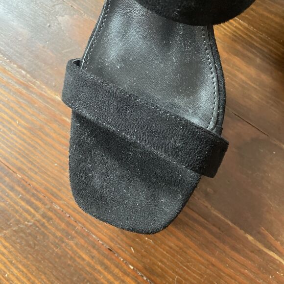 Black 5" High Block Heel 1.5"PLATFORM Open Toe Shoes WOMEN Size 9.5 - Picture 2 of 12